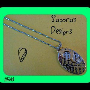 18KRP Forever Half Heart & Angel Wing With Clear Crystal Necklace Unisex